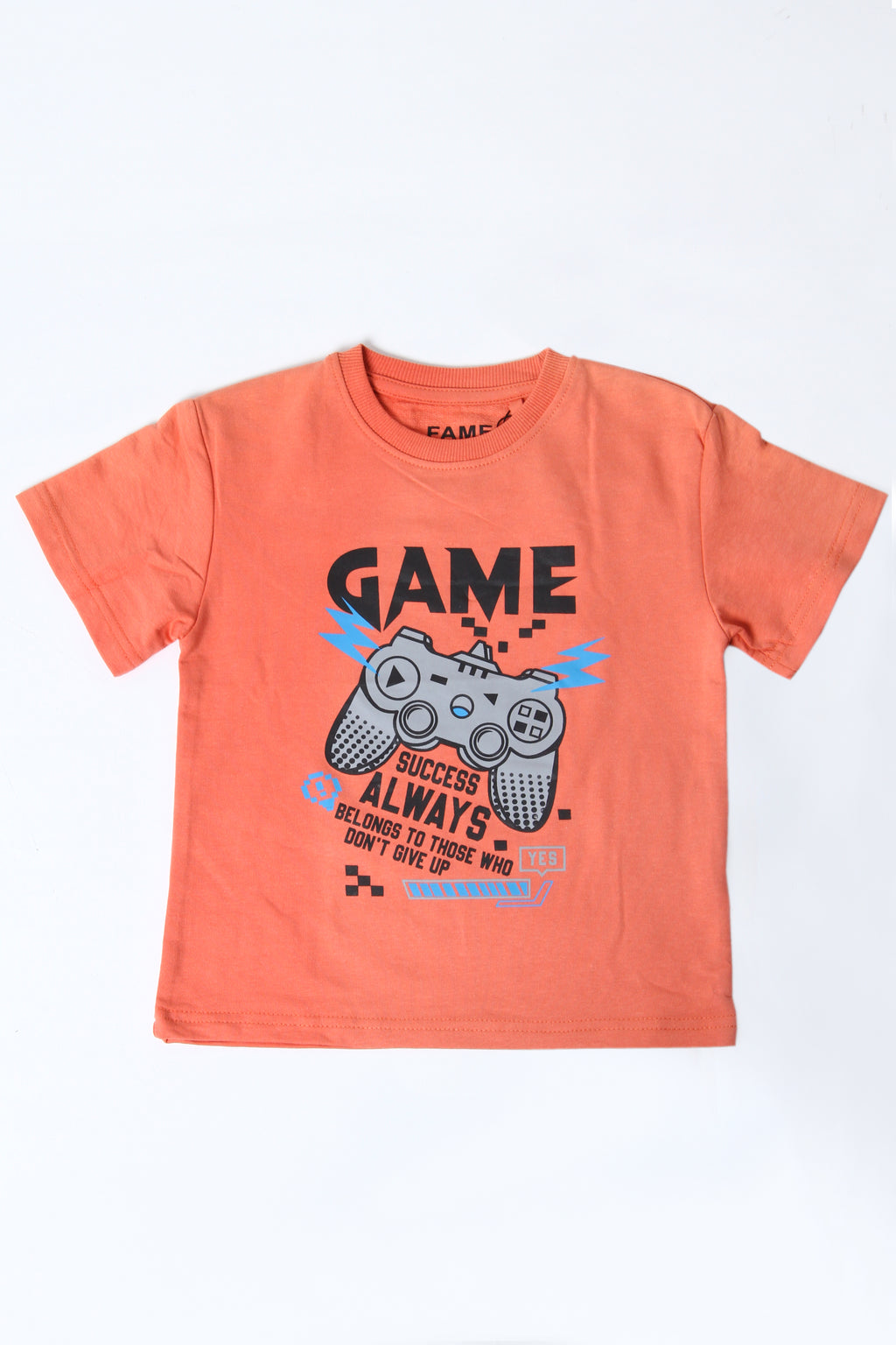 Kids Boys Gaming Graphic T-Shirt and Shorts Set - Peach/Coral